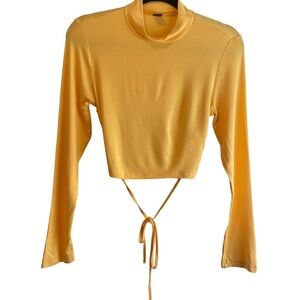 NWOT SHEIN Long Sleeve open back Crop Top, mustard yellow, SHEIN sizing L (8-10)